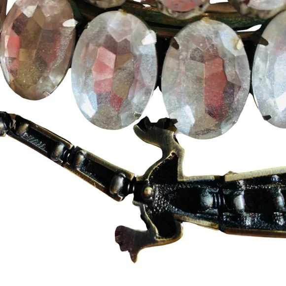 Articulating Bracelet Ring Aurora Borealis Crystals MCM Brass RARE Designer Vtg - Picture 9 of 16